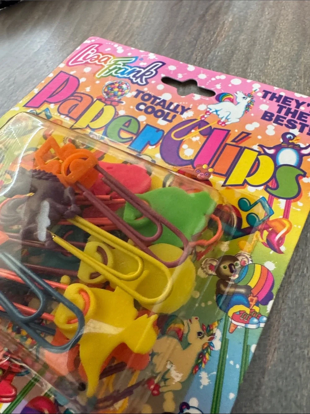 New old Stock Vintage Lisa Frank Rainbow Paper Clips - Bright Multicolor Shapes